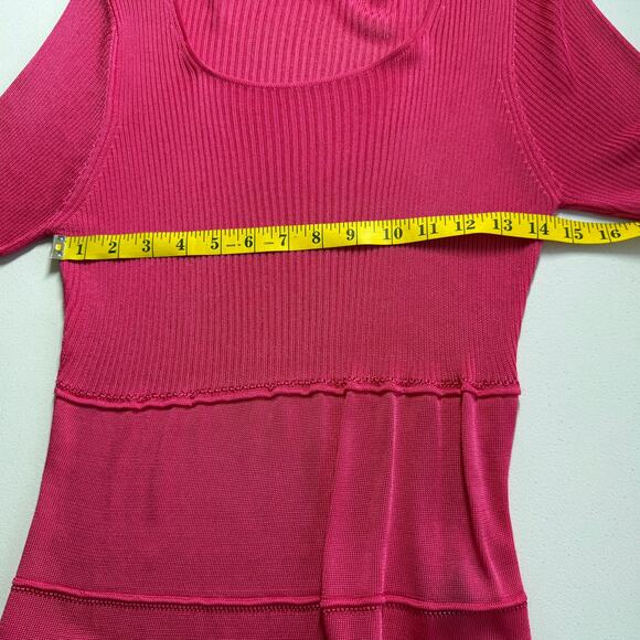 BCBGMAXAZRIA NWT Silk Blend Peplum Sweater Top Pink Long Sleeve Women’s XL $160 - Picture 4 of 13